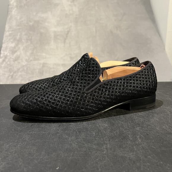 Mezlan Shoes Mens Size 10 Black Smoking Slipper Loafers Woven Leather Sole 16204 main image 3